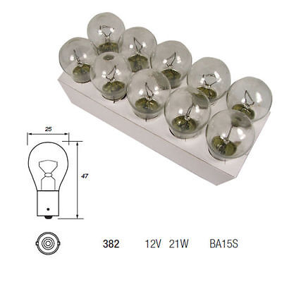 10 x 382 12V P21W Car Stop Tail Rear Reverse Fog Light Indicator Bulbs BA15S DRL