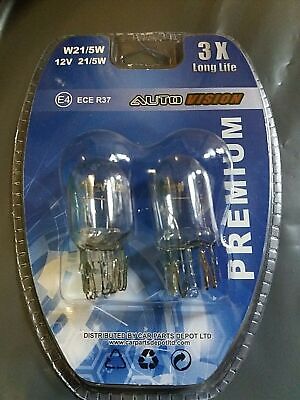 2 X 580 BULBS 12V 21/5W LARGE CAPLESS WEDGE 380W BRAKE LIGHT BULB T20 BLISTER