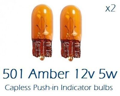 2 x 501 501A Amber 12V 5W Orange INDICATOR Sidelights Bulb Bulbs T10 PAIR WEDGE