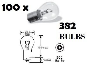 100 x 382 12V P21W Stop Tail Rear Reverse Fog Light Indicator Bulbs BA15S BULK