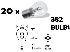 20x 382 12V P21W Clear Stop Tail Rear Reverse Fog Light Indicator Bulbs BA15S