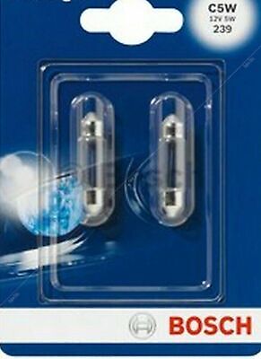 2 x BOSCH FESTOON Number Plate 239 C5W 12V 5w T11x38mm PAIR REAR BULBS INTERIOR