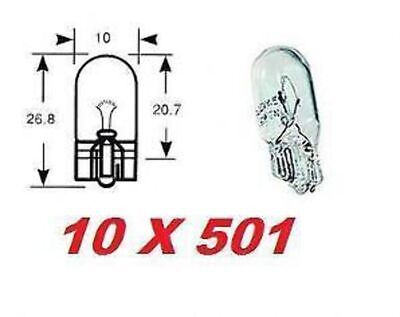 10 x 501 CAPLESS PUSH IN SIDE LIGHT FRONT BULBS REAR CAR VAN 5W 12V T10 W5W BULB
