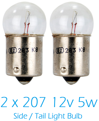 2 x 207 12V 5W Car Van Side Tail Rear CLEAR Light Bulbs NO. Plate BA15S SCC BULB