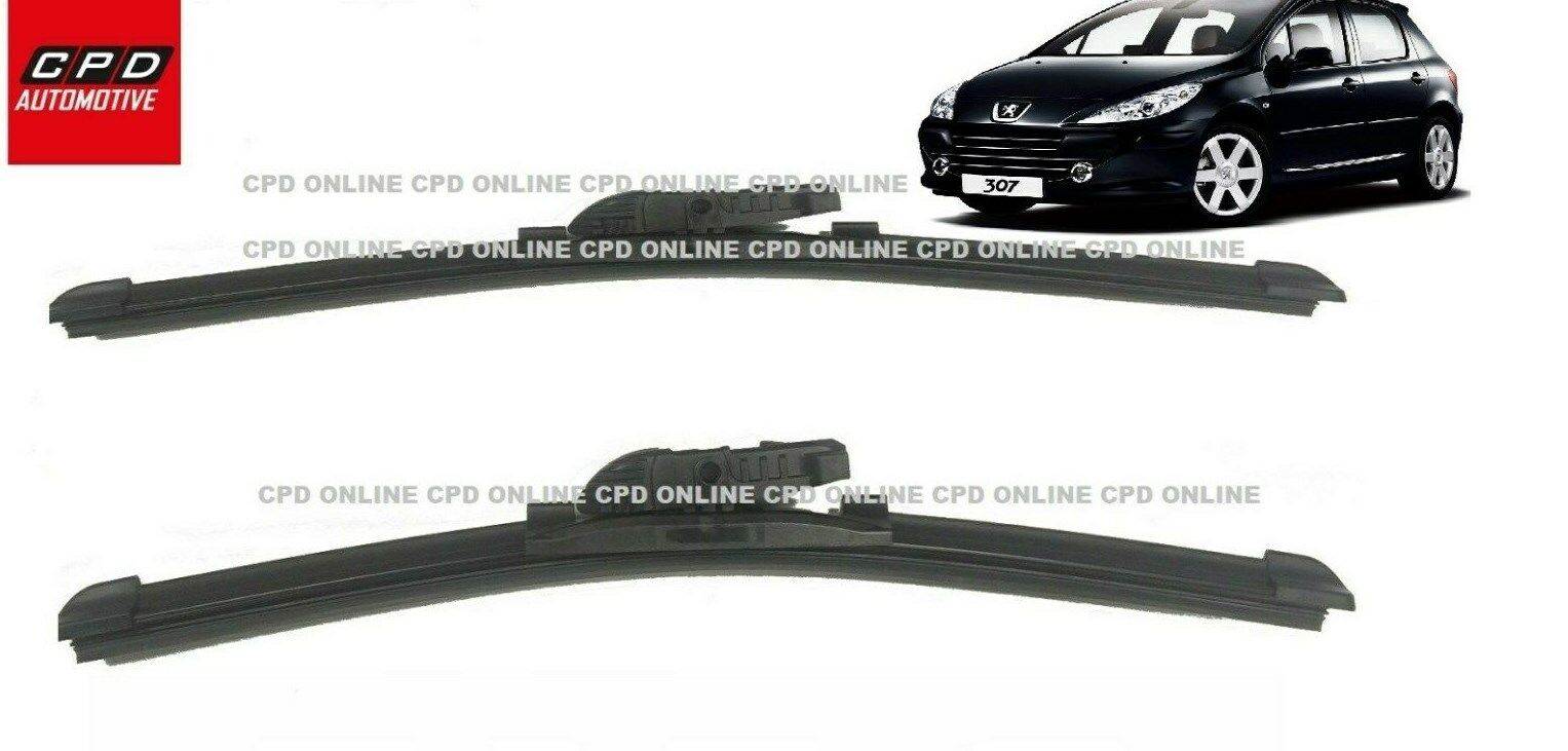 Peugeot 307 2004-ON Front MULTI-FIT WIPERS Aero FLAT Wiper Blades 26"+24" PAIR