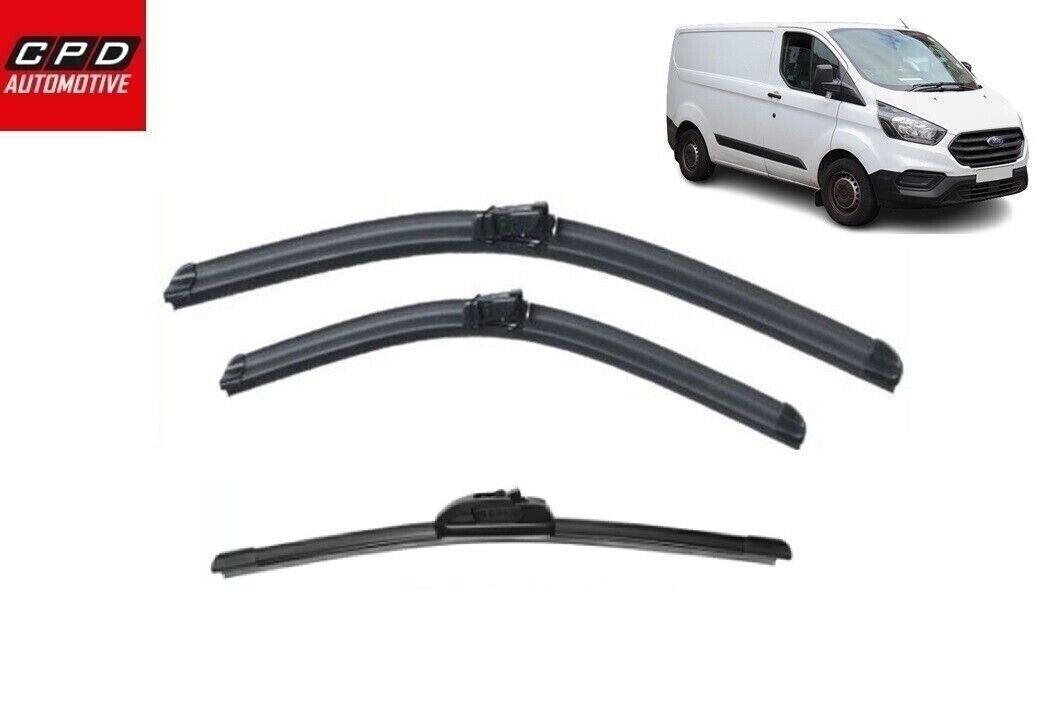 Ford Transit Custom 2012-ON Front+Rear AERO FLAT Wiper Blades 30"+28"+14" Wipers