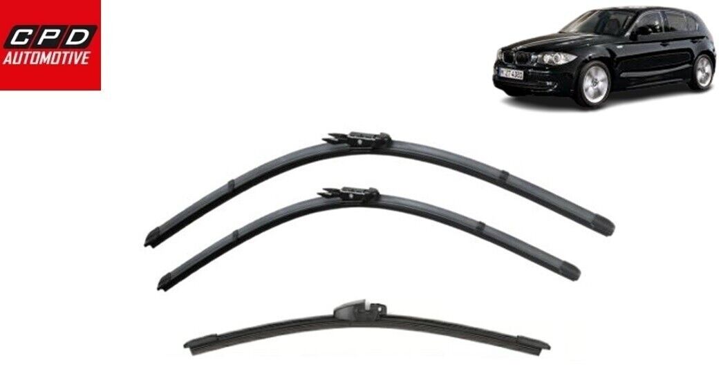 BMW 1 Series Hatchback 2004-11 Front & Rear Aero Wiper Blades 20"+20"+11" Wipers