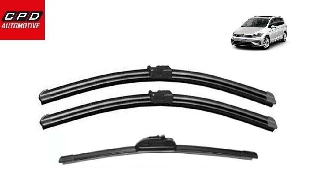 VW Touran 2015-ONWARDS Front+Rear Aero Wiper Blades 28"+16"+11" Wipers