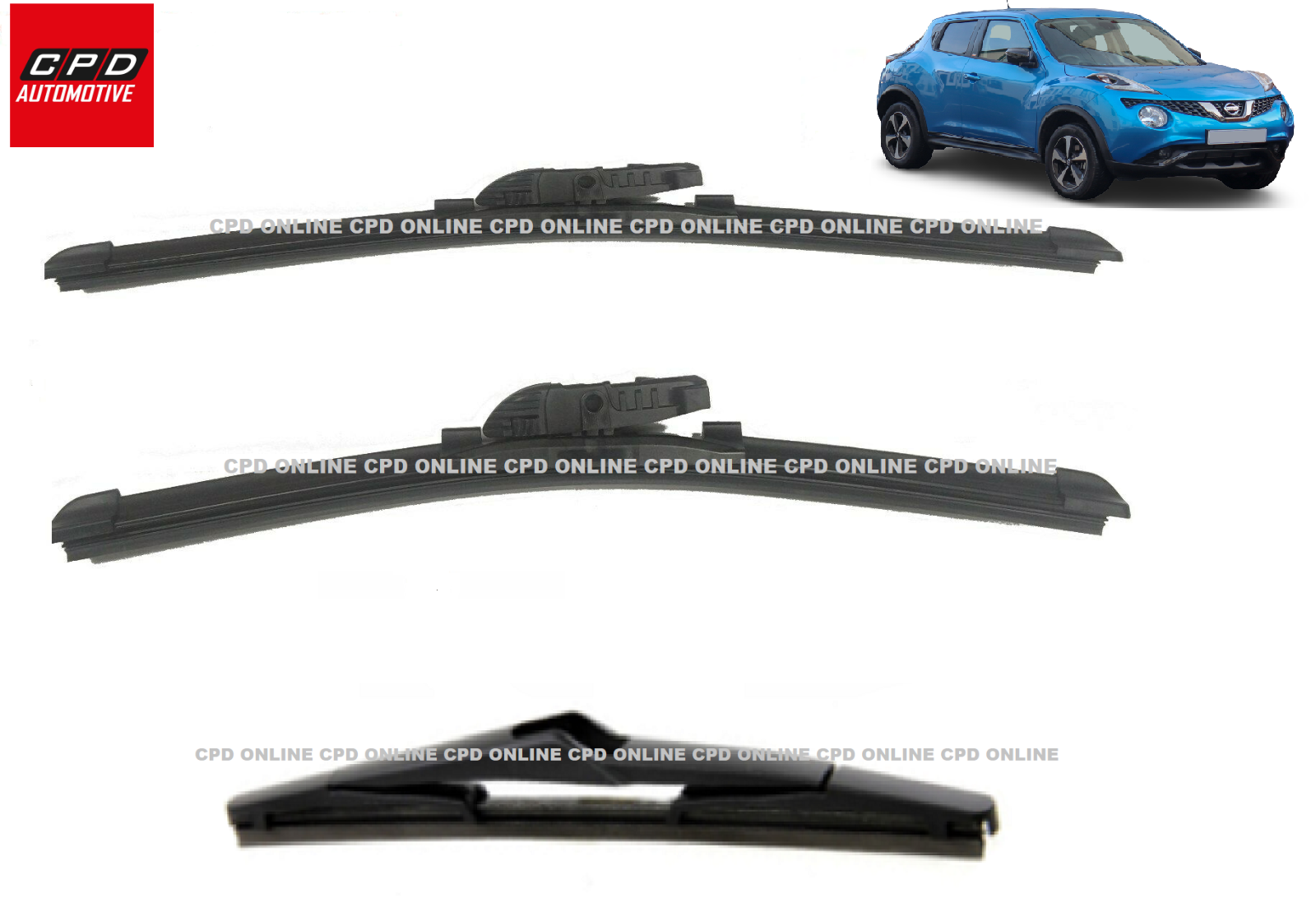 FOR Nissan Juke 2010-2017 Front+Rear Windscreen Wiper Blades 22"+14"+12" Wipers