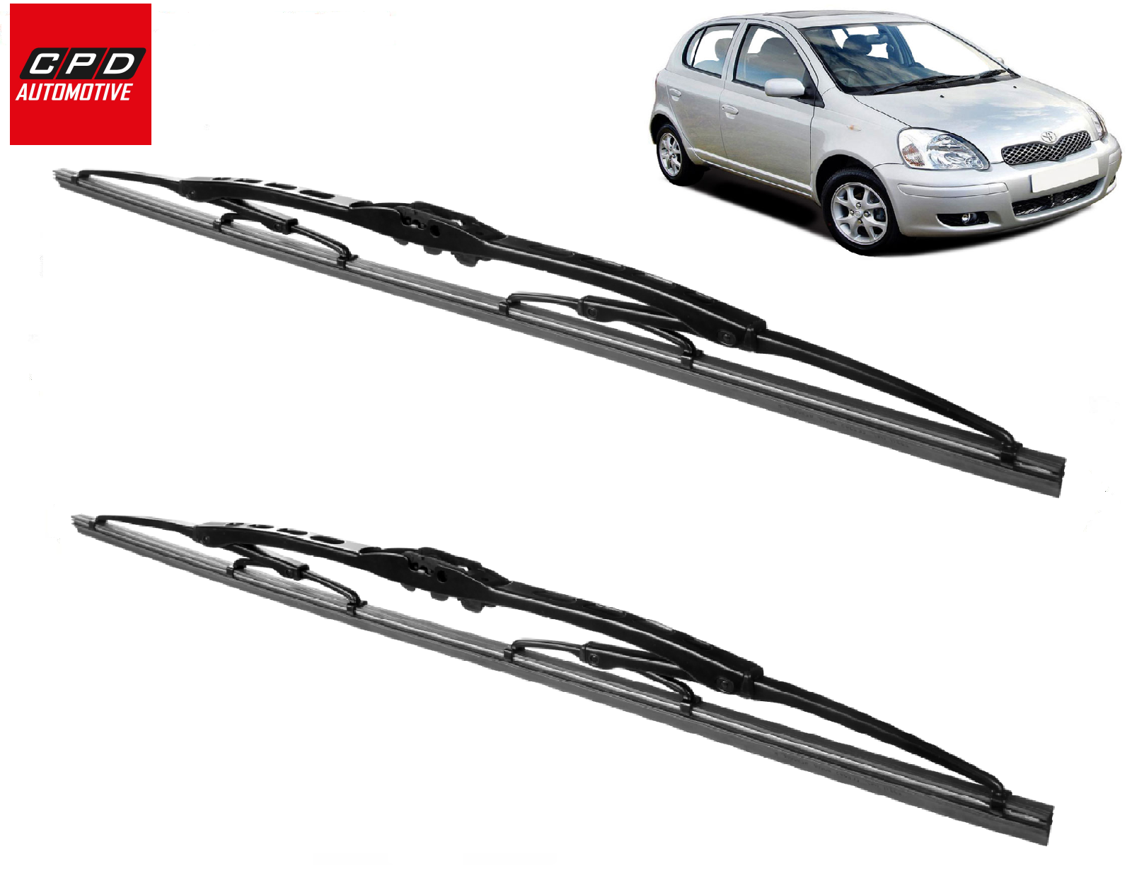 Toyota Yaris MK1 (1999-2005) Front Windscreen Wiper Blades 20”+14” METAL Wipers