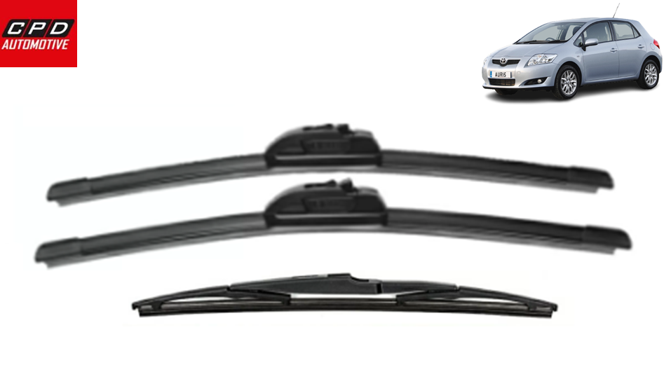 TOYOTA AURIS 2006-12 Front & Rear UNIVERSAL FLAT Wiper Blades 26"+16"+13" Wipers