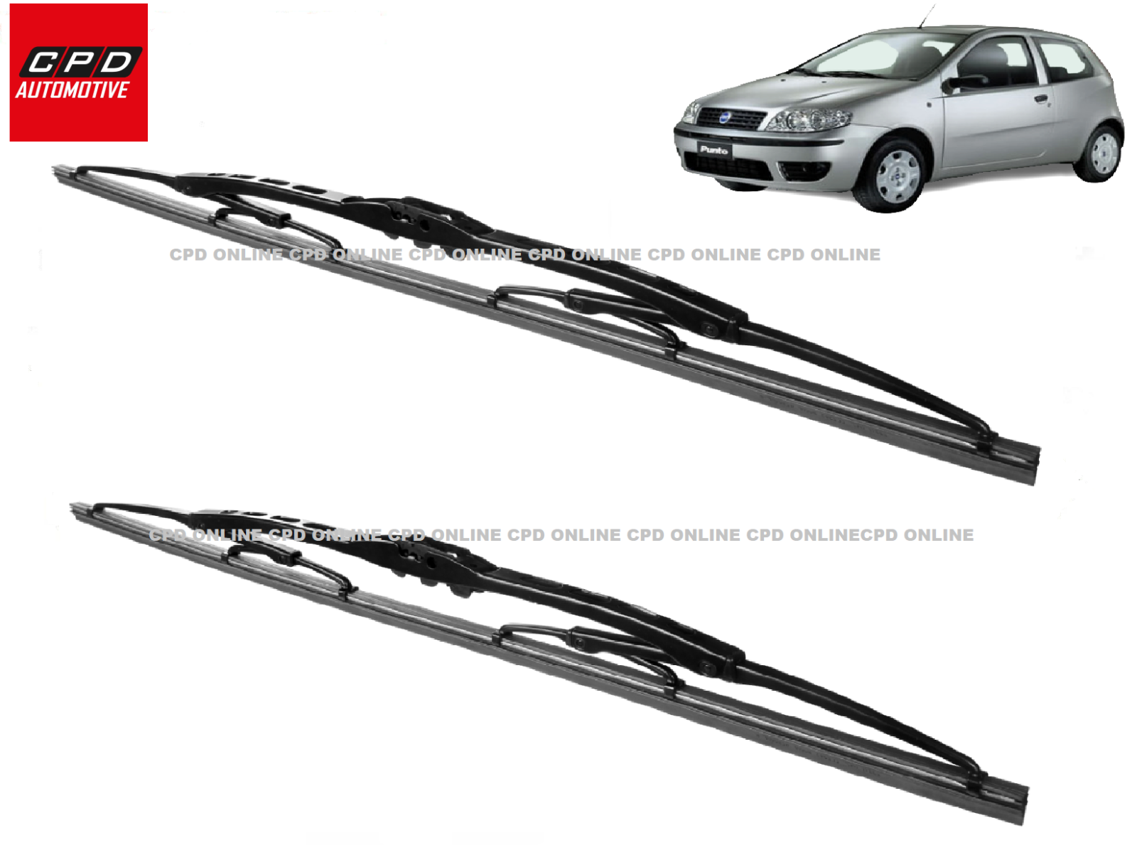 Fiat Punto MK2 (2000-2010) Front Metal U-Hook Wiper Blades Pair 21"+ 18" Wipers