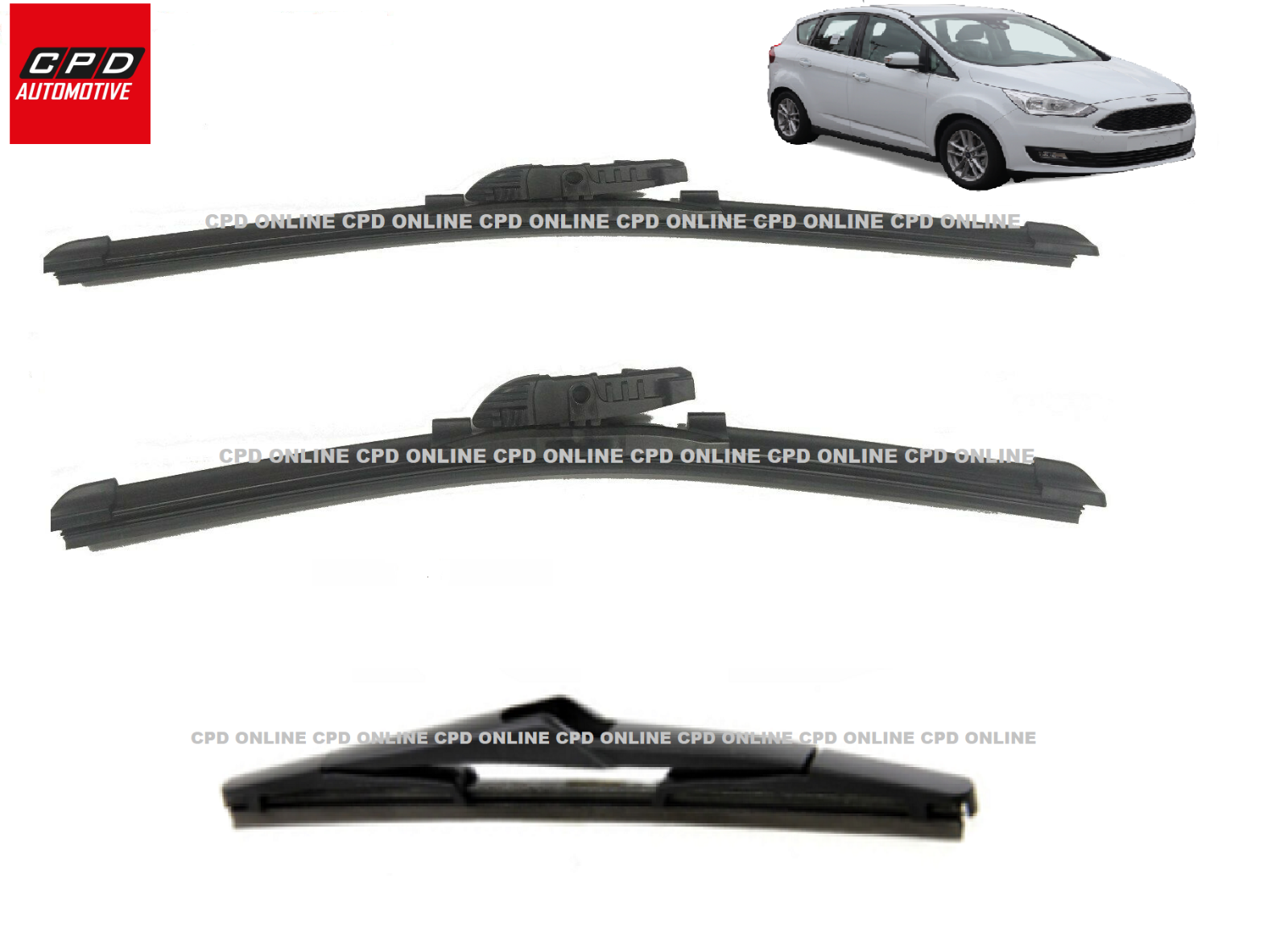 Ford C-Max (2011-2019) Front & Rear Aero Wiper Blades 30"+26"+13" Wipers Set