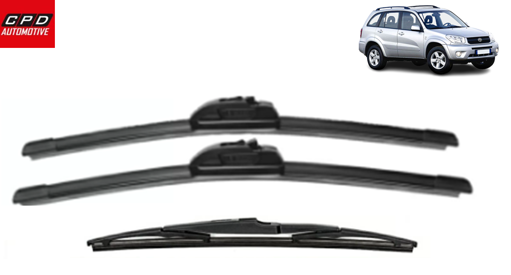 Toyota RAV-4 2000-2005 Front & Rear Aero FLAT Wiper Blades 24"+18"+13" Wipers