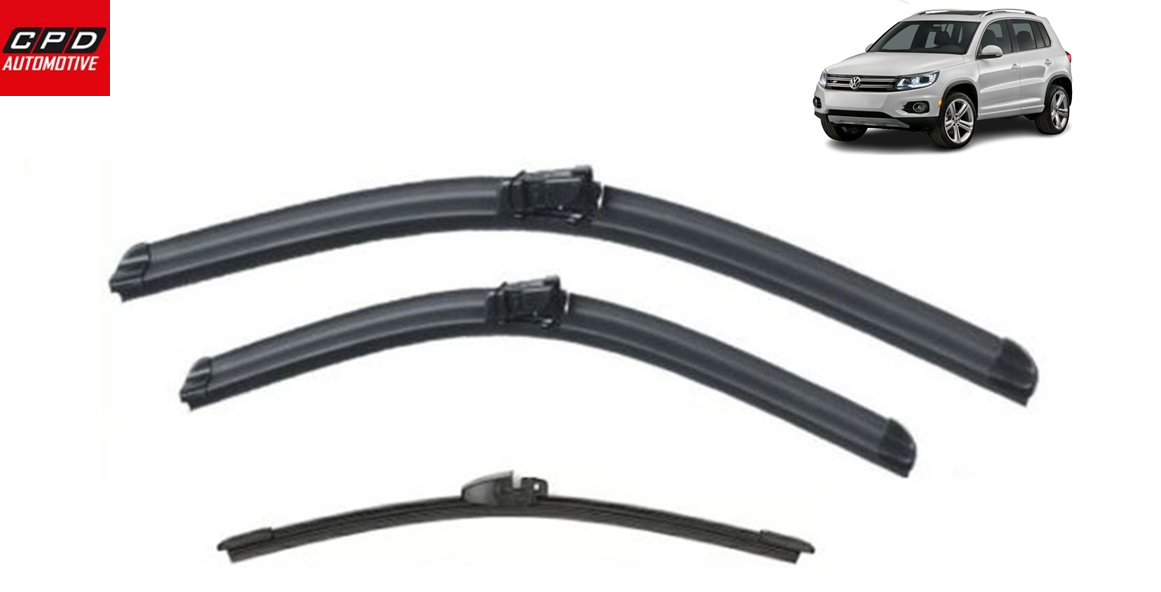 Volkswagen Tiguan (2007-2015) Front & Rear Aero Wiper Blades 24"+21"+13" Wipers