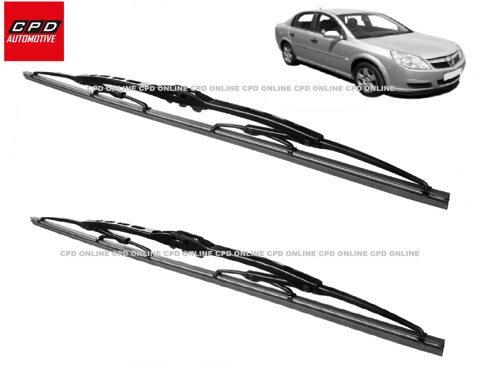 Vauxhall Vectra 2002-ON Front Windscreen Wiper Blades 24"+19" Metal Wipers PAIR