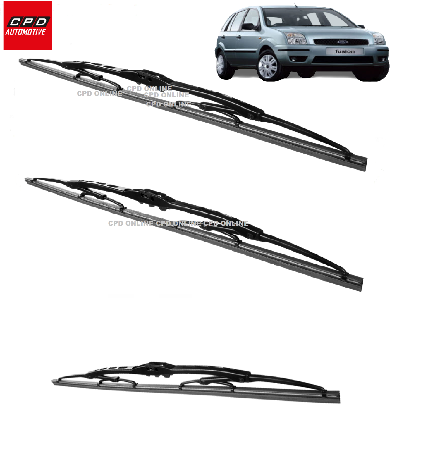 Ford Fusion (2002-2012) Front & Rear Metal Wiper Blades 21"+17"+11" Wipers Set