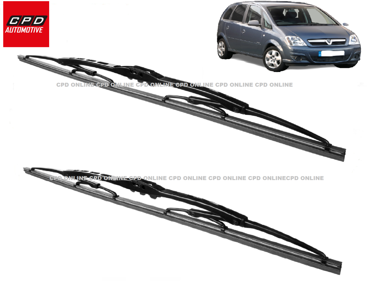 Vauxhall Meriva 2003-2010 Front Metal Hook Arm Wiper Blades 24"+24" WIPERS PAIR