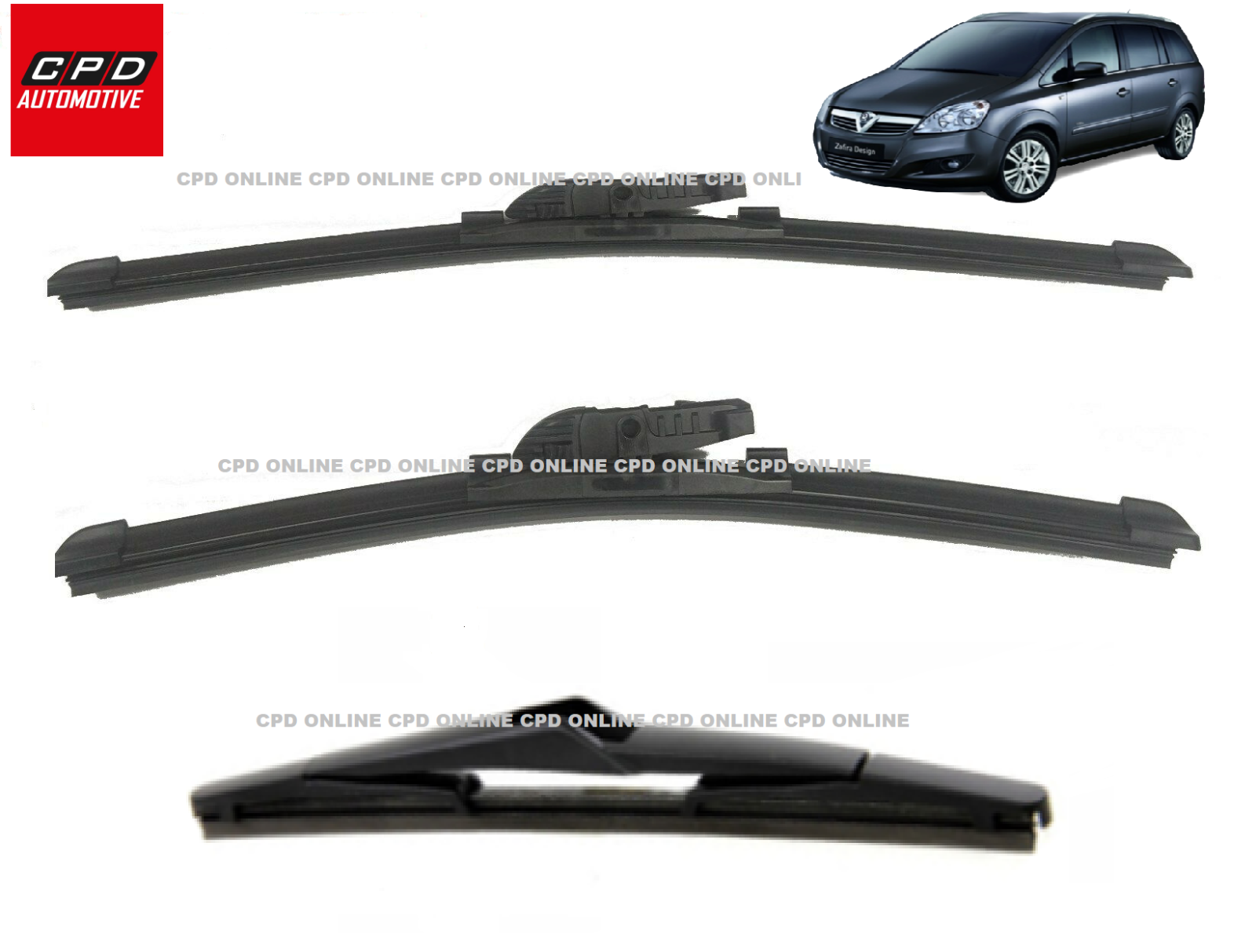 Vauxhall Zafira B (2005-2014) Front & Rear Aero Wiper Blades 28"+22"+14" WIPERS