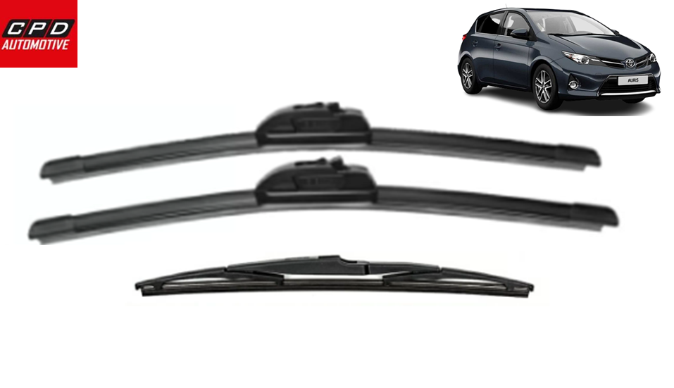 TOYOTA AURIS 2013-ON Front & Rear AERO FLAT Wiper Blades 26"+14"+9" Wipers