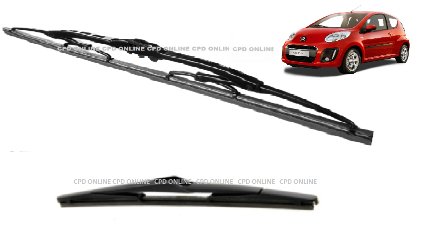 Citroen C1 (2005-2014) Front and Rear METAL & AERO Wiper Blades 26" +1 2" Wipers