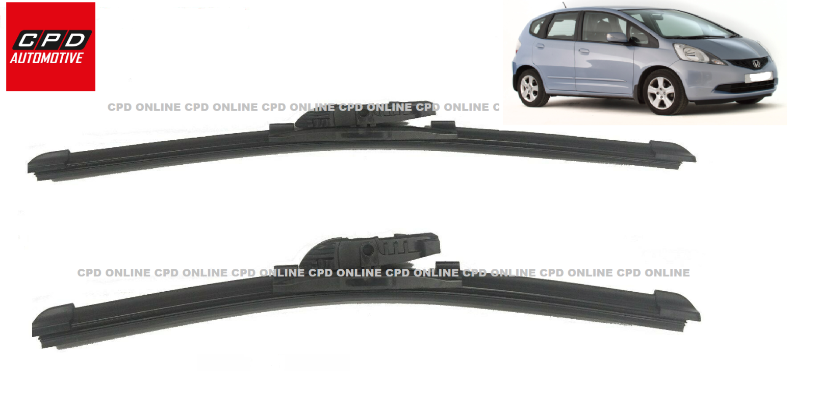 Honda Jazz MK3 2015-ONWARDS Front Flat Aero Wiper Blades 26”+14” Wipers Pair