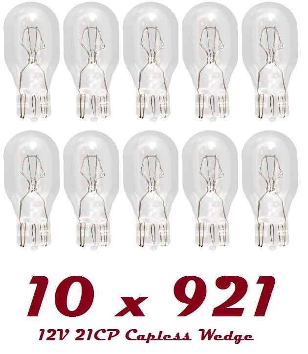 10 x 921 12V 955 CLEAR Bulbs HIGH LEVEL BRAKE STOP LIGHT Capless REAR BULB T15
