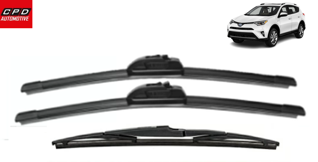 Toyota RAV-4 2018-ON Front & Rear Aero FLAT Wiper Blades 26"+16"+13" Wipers