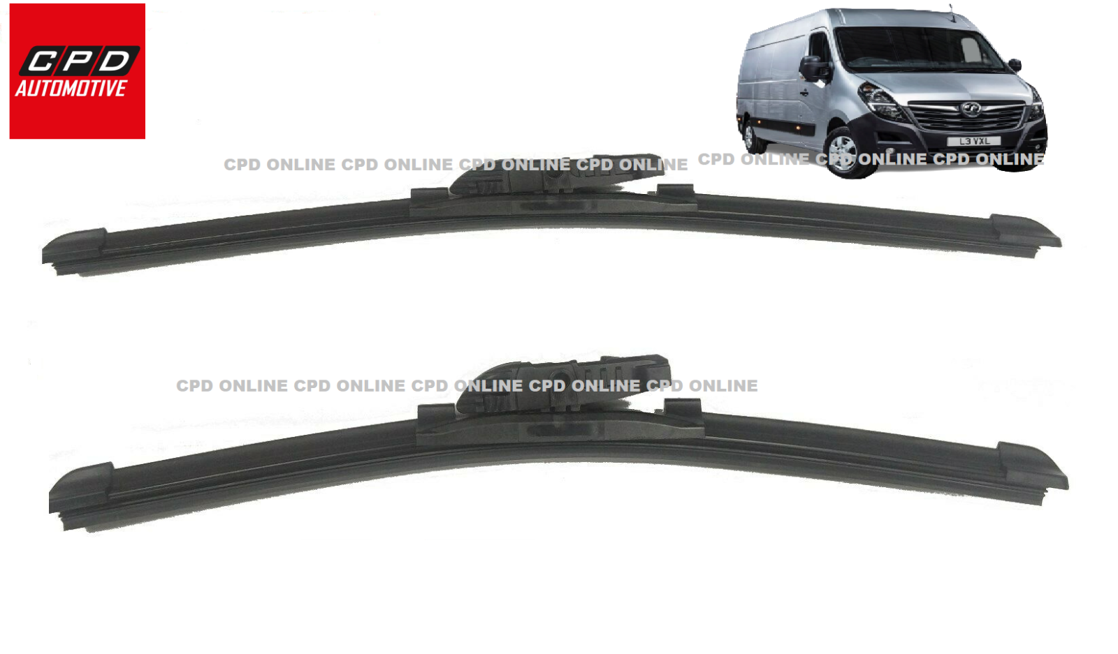 Vauxhall Movano 2010-ON Front Aero Windscreen Wiper Blades 26"+26" Wipers Pair