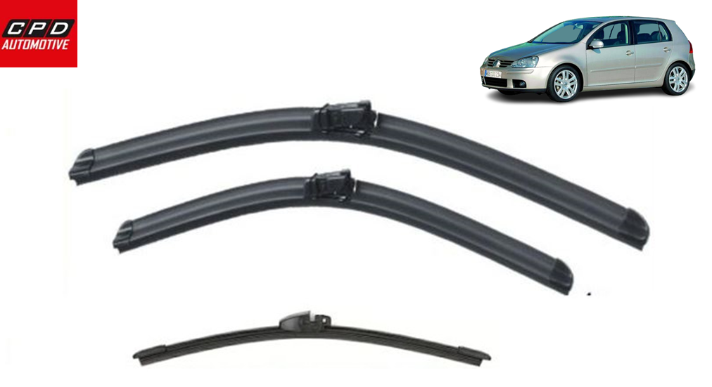 VW Golf MK5 Hatchback 2005-09 Front & Rear Aero Wiper Blades 24"+18"+13" Wipers