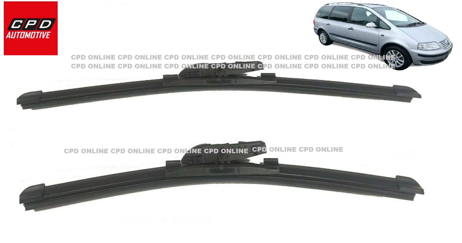 Volkswagen Sharan (2001-2010) Front AERO FLAT Wiper Blades 28"+28" Wipers Pair