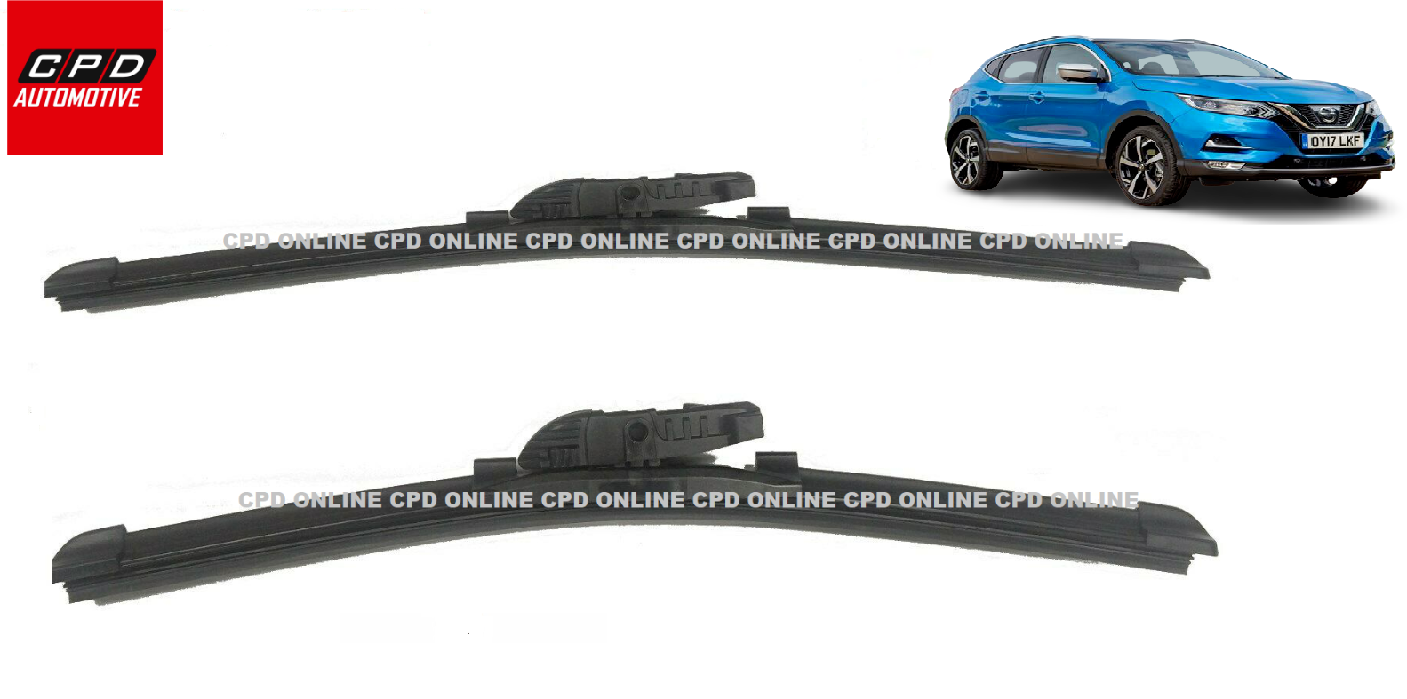 FOR Nissan Qashqai SUV 2014-ON Front Aero FLAT Wiper Blades 26"+16" Wipers