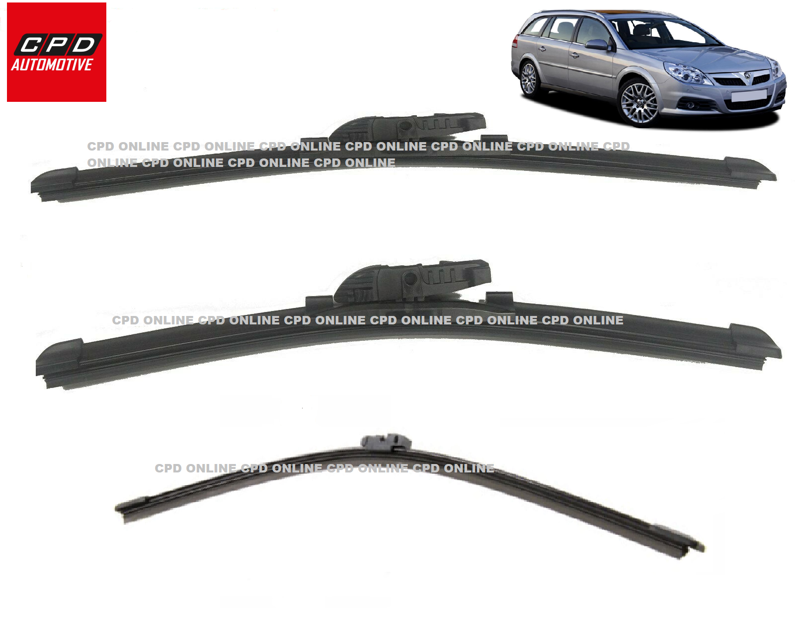 Vauxhall Vectra Estate (2003-2009) Front & Rear Wiper Blades 24"+18"+15" Wipers