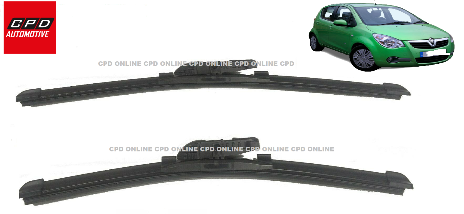 Vauxhall Agila 2008-ON Front Flat Aero Wiper Blades Pair 22”+16” WIPERS