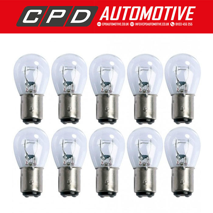 10 x 566 BULB BRAKE LIGHT STOP TAIL FOG 12V 21/4W BAZ15D OFFSET-PINS BULBS 380