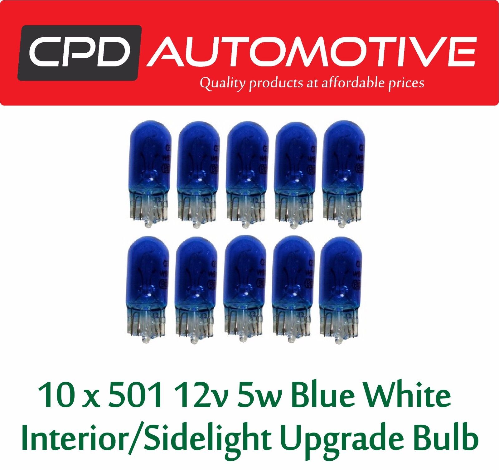 10 x 501 Blue Xenon Halogen Canbus Sidelights Interior Bulbs No. Plate T10