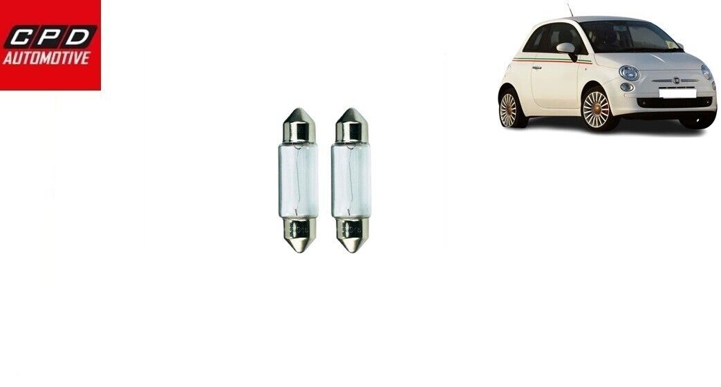 Fiat 500 2007-Onwards NUMBER PLATE REGISTRATION BULB BULBS FESTOON CLEAR PAIR