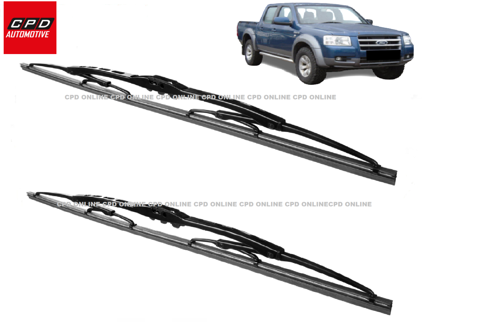 Ford Ranger (1998-2010) Front Windscreen Metal Wiper Blades Pair 18"+18" Wipers