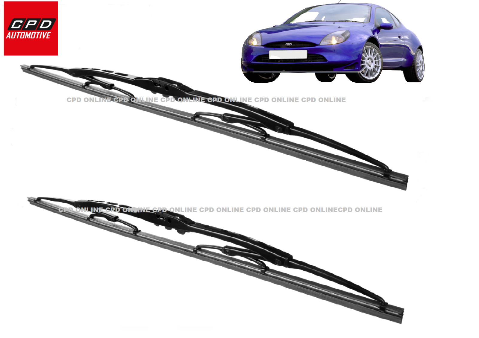 Ford Puma (1997-2002) Front U-HOOK Metal Wiper Blades Pair 19"+19" Wipers