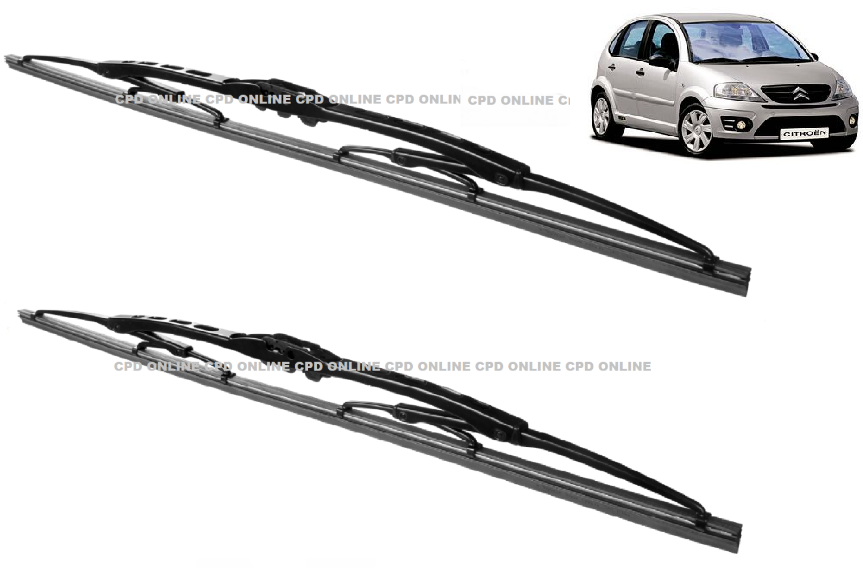 Citroen C3 HATCHBACK (2002-2009) Front U Metal Wiper Blades 24"+18" Wipers Pair
