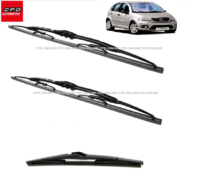 Citroen C3 HATCHBACK 2002-2009 Front & Rear Wiper Blades 24"+18"+15" Wipers