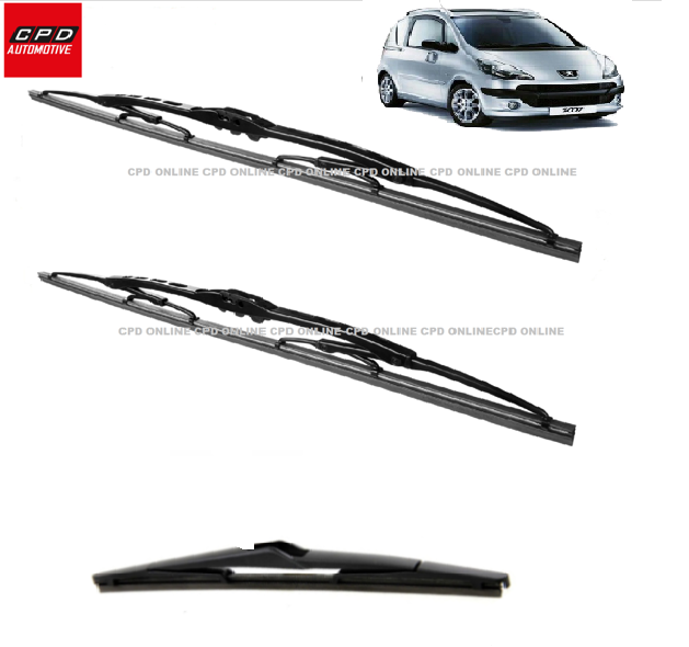 Peugeot 1007 (2005-2009) Front & Rear HOOK ARM Wiper Blades 24"+17"+11" Wipers