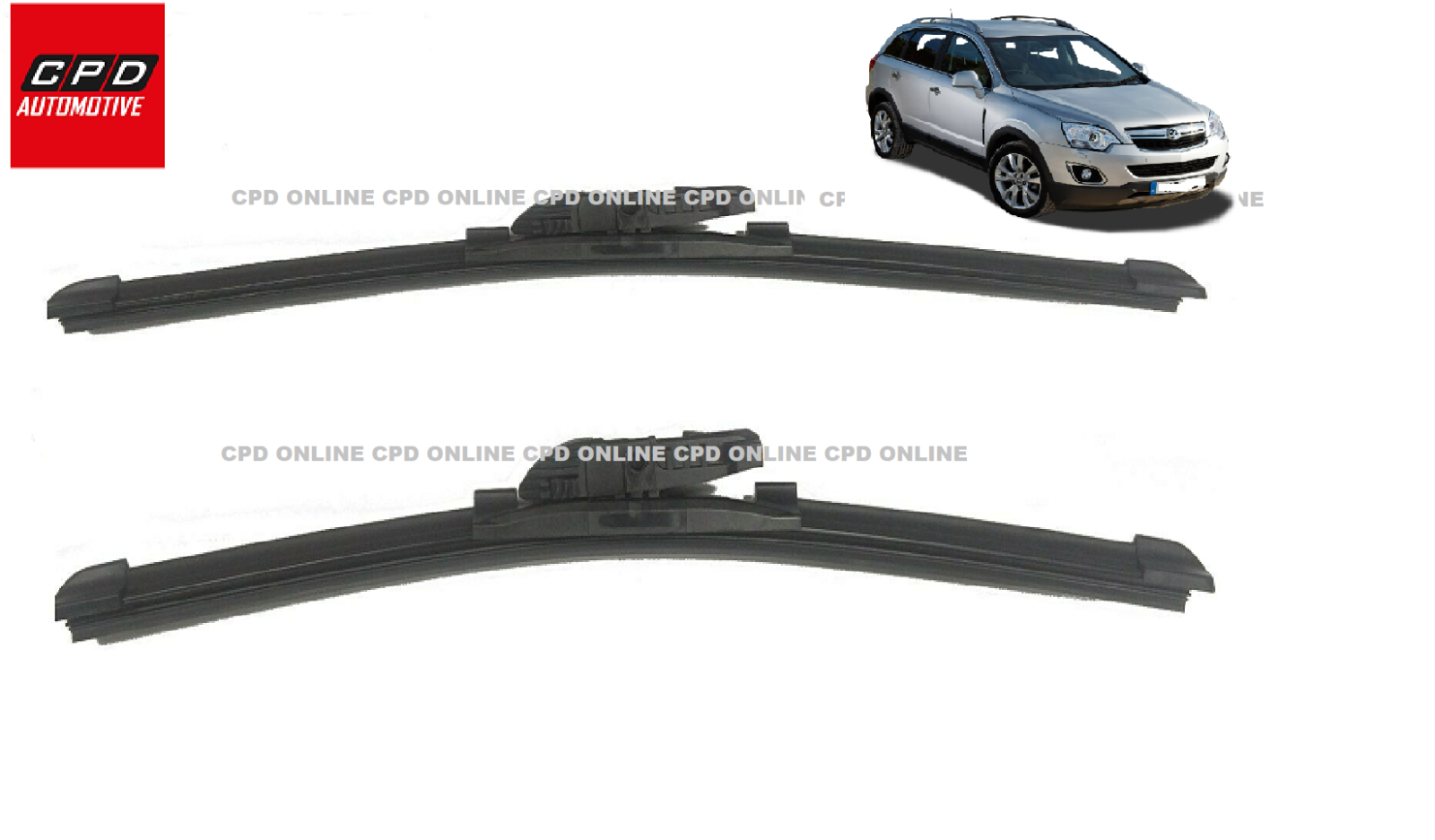 Vauxhall Antara 2007-15 Front Aero Windscreen Wiper Blades 24"+ 16" Wipers Pair