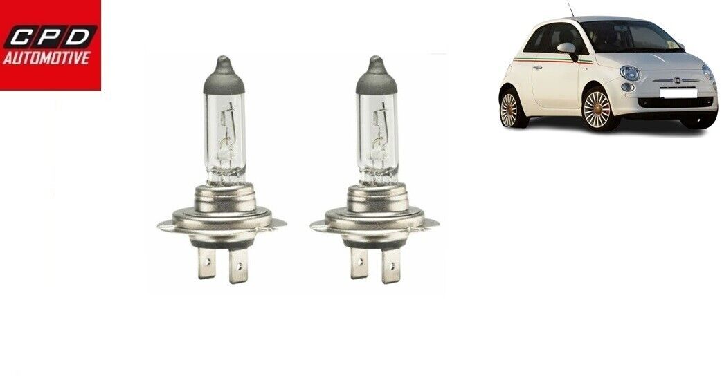 Fiat 500 2007-Onwards CLEAR HEADLAMP HEADLIGHTS HALOGEN BULBS PAIR