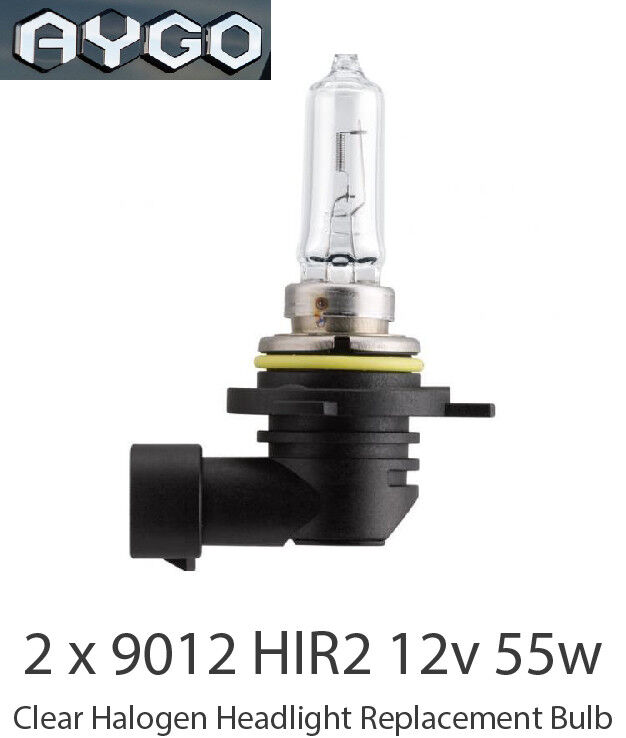 Toyota AYGO 2014-on 9012LL 12V 55W HIR2 PX22D Clear HEADLIGHT Halogen Bulbs Pair