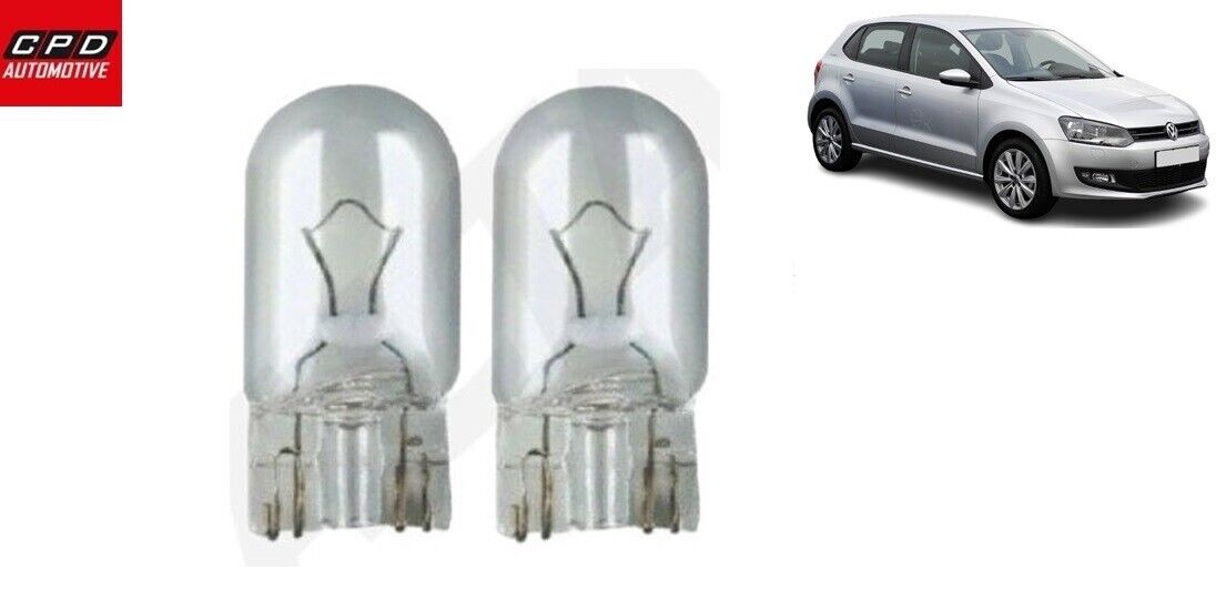 VW Polo MK5 2009-17 12V 5W NUMBER PLATE BULB BULBS PUSH-IN WEDGE CLEAR PAIR