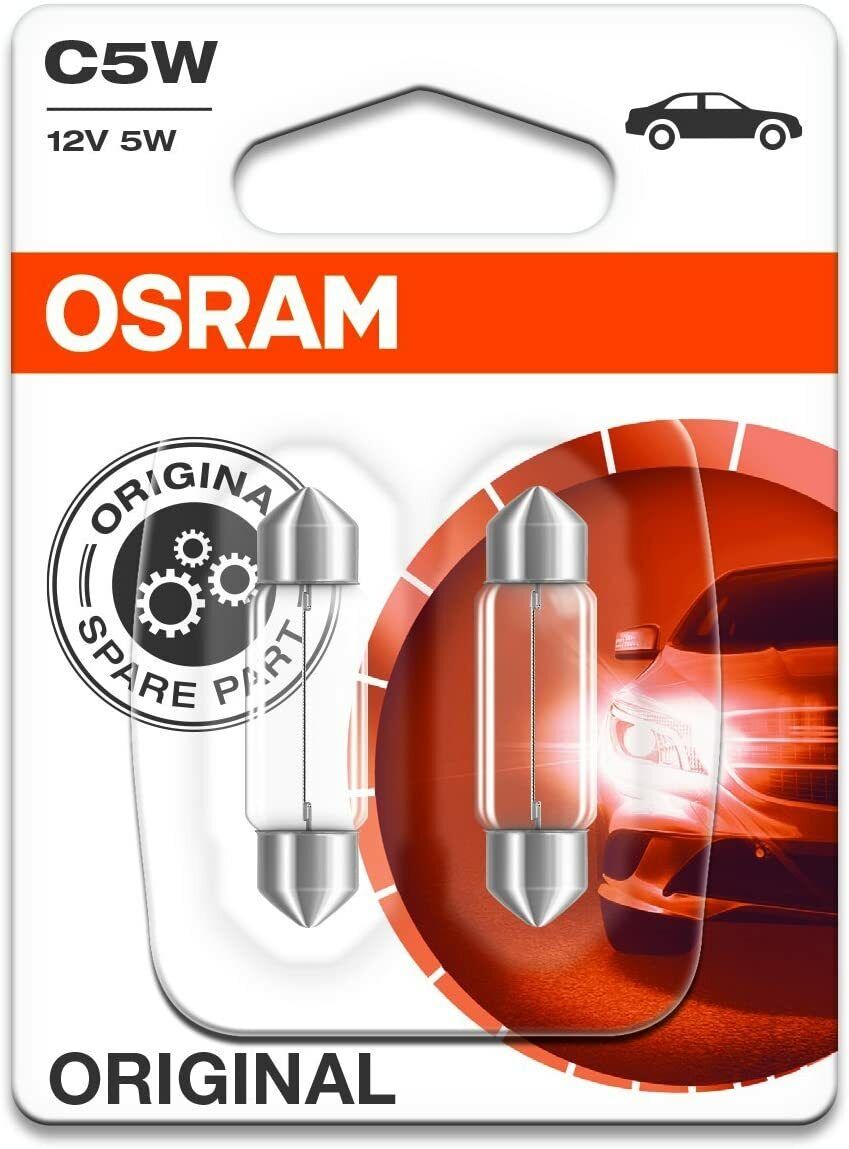 2 x OSRAM C5W 239 12V 5W INTERIOR FESTOON BULBS BLISTER PACK PAIR NUMBER PLATE