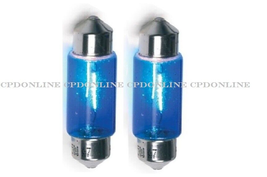 2 x 270 BLUE XENON 12V 18W 15mm x 44mm FESTOON LIGHT BULBS PAIR NEW CLASSIC CAR