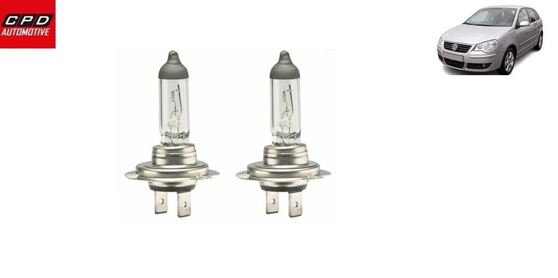 VW Polo MK4 Hatchback 2001-2009 CLEAR HEADLAMP HEADLIGHTS HALOGEN BULBS PAIR