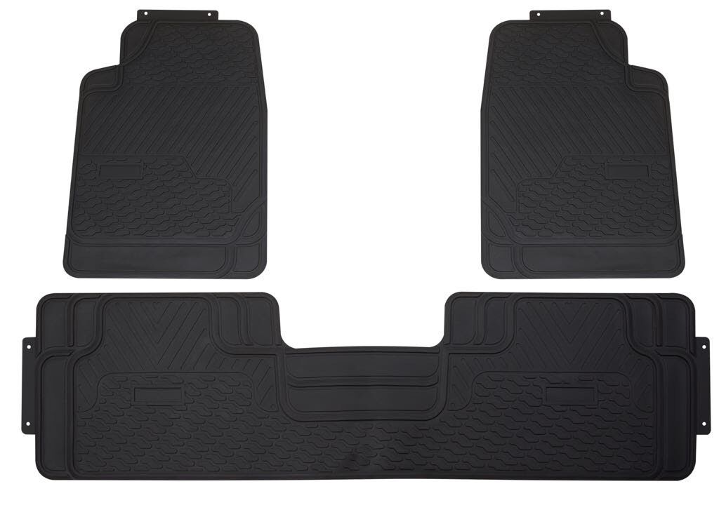 3 PIECE (2+1) RUBBER Heavy Duty Black Car Mats Mat - Full Set TAXI LONG REAR